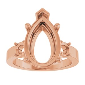 14K Rose Gold 15x10 mm Pear Ring Mounting – image 6