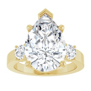 14K Yellow Gold 15x10 mm Pear Ring Mounting – image 5