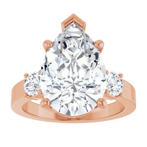 14K Rose Gold 15x10 mm Pear Ring Mounting – image 5