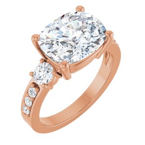 18K Rose Gold 11x9 mm Elongated Cushion Ring Mounting