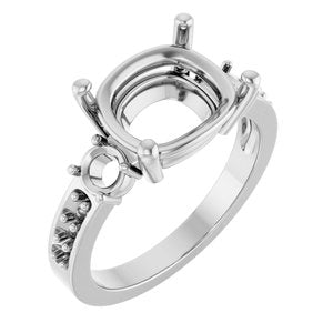 14K X1 White Gold 11x9 mm Elongated Cushion Ring Mounting – image 2