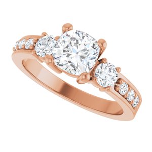14K Rose Gold 6x6 mm Cushion Ring Mounting – image 8