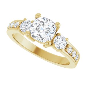 14K Yellow Gold 6x6 mm Cushion Ring Mounting – image 8
