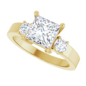 14K Yellow Gold 6.5x6.5 mm Square Ring Mounting – image 8