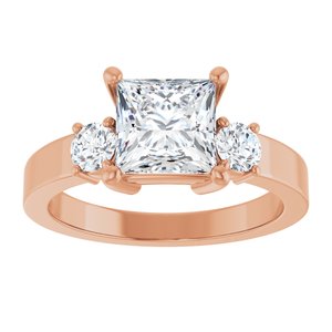 10K Rose Gold 6.5x6.5 mm Square Ring Mounting – image 5