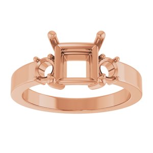 14K Rose Gold 6.5x6.5 mm Square Ring Mounting – image 6