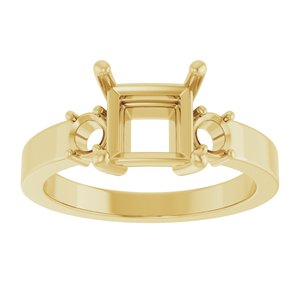 14K Yellow Gold 6.5x6.5 mm Square Ring Mounting – image 6