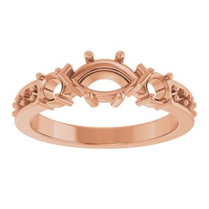 18K Rose Gold 8x4.5 mm Marquise Ring Mounting – image 6