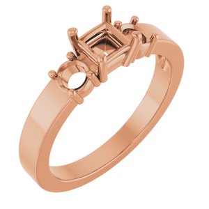 18K Rose Gold 4x4 mm Square Ring Mounting – image 2