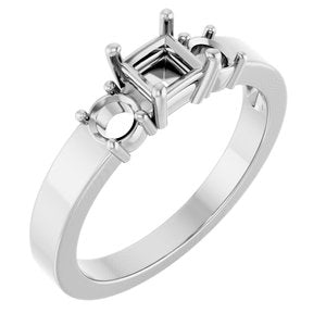 14K White Gold 4x4 mm Square Ring Mounting – image 2