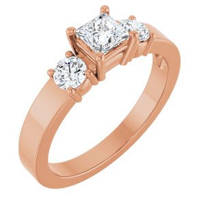 18K Rose Gold 4x4 mm Square Ring Mounting