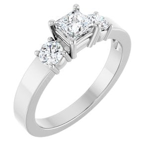 Sterling Silver 4x4 mm Square Ring Mounting
