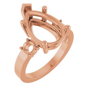 10K Rose Gold 15x10 mm Pear Ring Mounting – image 2