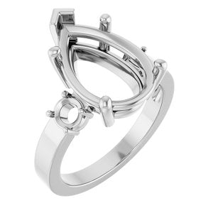 18K White Gold 15x10 mm Pear Ring Mounting – image 2