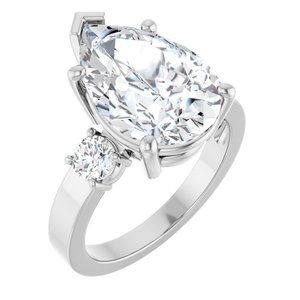 14K X1 White Gold 15x10 mm Pear Ring Mounting