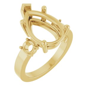 14K Yellow Gold 15x10 mm Pear Ring Mounting – image 2