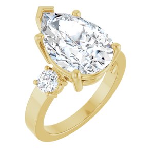 14K Yellow Gold 15x10 mm Pear Ring Mounting