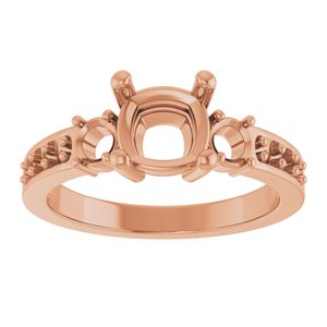 18K Rose Gold 6.5x6.5 mm Cushion Ring Mounting – image 6