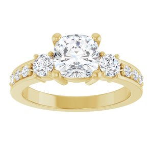 10K Yellow Gold 6.5x6.5 mm Cushion Ring Mounting – image 5