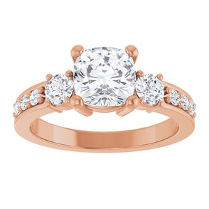 18K Rose Gold 6.5x6.5 mm Cushion Ring Mounting – image 5