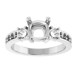 14K White Gold 6.5x6.5 mm Cushion Ring Mounting – image 6