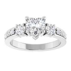 14K White Gold 6x6 mm Heart Ring Mounting – image 5