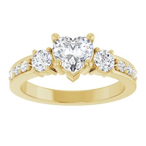 14K Yellow Gold 6x6 mm Heart Ring Mounting – image 5