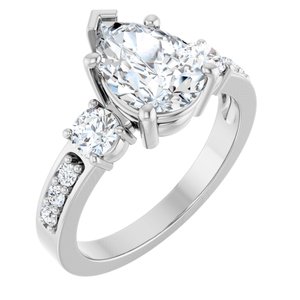 10K White Gold 10x7 mm Pear Ring Mounting