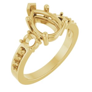 14K Yellow Gold 10x7 mm Pear Ring Mounting – image 2