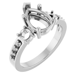10K White Gold 10x7 mm Pear Ring Mounting – image 2