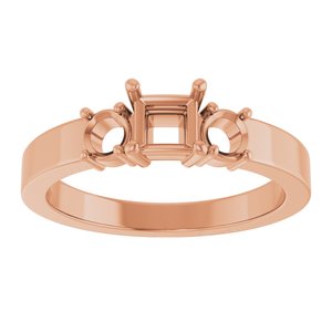 10K Rose Gold 4x4 mm Square Ring Mounting – image 6