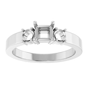 14K White Gold 4x4 mm Square Ring Mounting – image 6