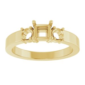 10K Yellow Gold 4x4 mm Square Ring Mounting – image 6