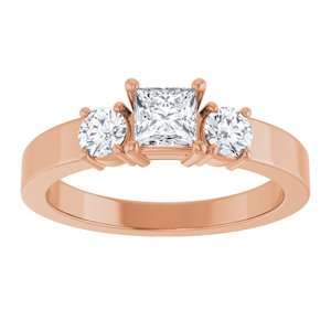 18K Rose Gold 4x4 mm Square Ring Mounting – image 5