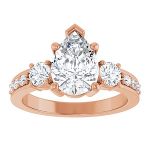 14K Rose Gold 10x7 mm Pear Ring Mounting – image 5