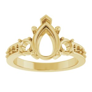 14K Yellow Gold 10x7 mm Pear Ring Mounting – image 6
