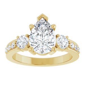 10K Yellow Gold 10x7 mm Pear Ring Mounting – image 5