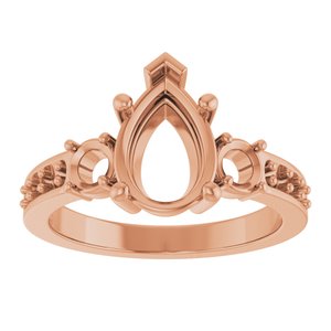 18K Rose Gold 10x7 mm Pear Ring Mounting – image 6