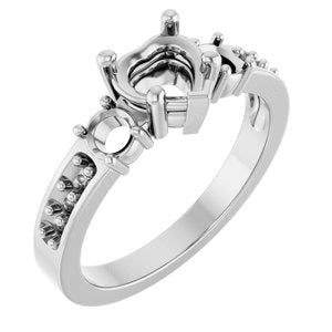 10K White Gold 6x6 mm Heart Ring Mounting – image 2