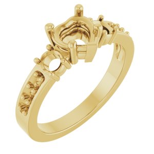 14K Yellow Gold 6x6 mm Heart Ring Mounting – image 2