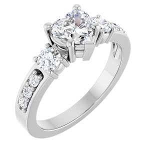 10K White Gold 6x6 mm Heart Ring Mounting