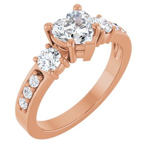 14K Rose Gold 6x6 mm Heart Ring Mounting