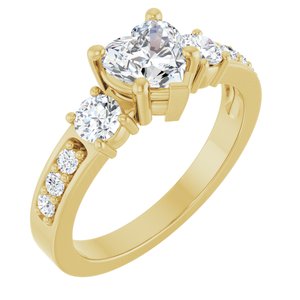 18K Yellow Gold 6x6 mm Heart Ring Mounting