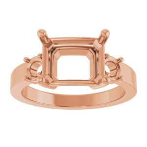 14K Rose Gold 10x8 mm Emerald Ring Mounting – image 6