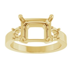 14K Yellow Gold 10x8 mm Emerald Ring Mounting – image 6