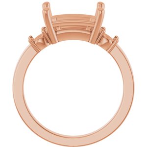 14K Rose Gold 10x8 mm Emerald Ring Mounting – image 4
