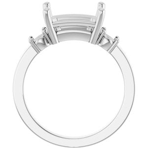 14K X1 White Gold 10x8 mm Emerald Ring Mounting – image 4