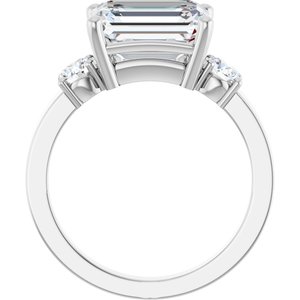 18K White Gold 10x8 mm Emerald Ring Mounting – image 3