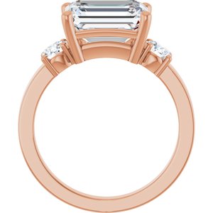 14K Rose Gold 10x8 mm Emerald Ring Mounting – image 3