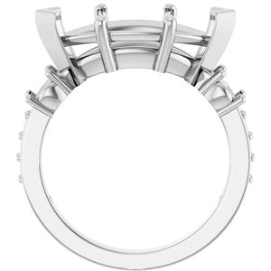 10K White Gold 16x8 mm Marquise Ring Mounting – image 4